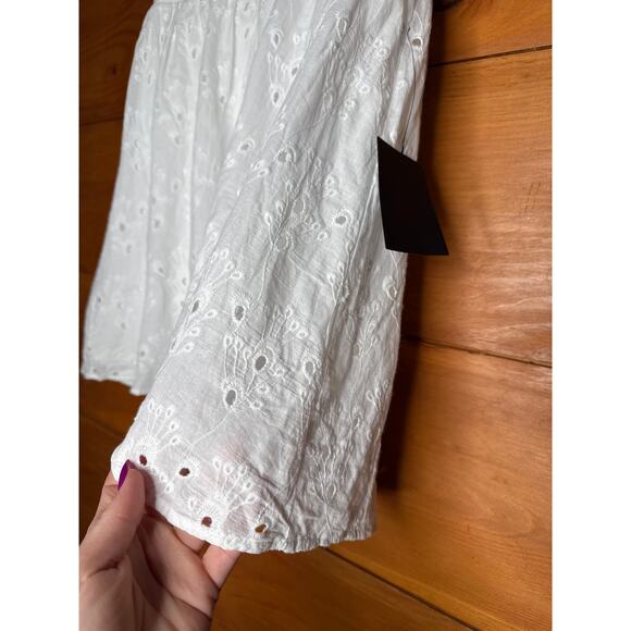 Lulus Flirtatious in Florence White Ruffled Eyelet Cotton Mini Dress Weekend M - Picture 10 of 10
